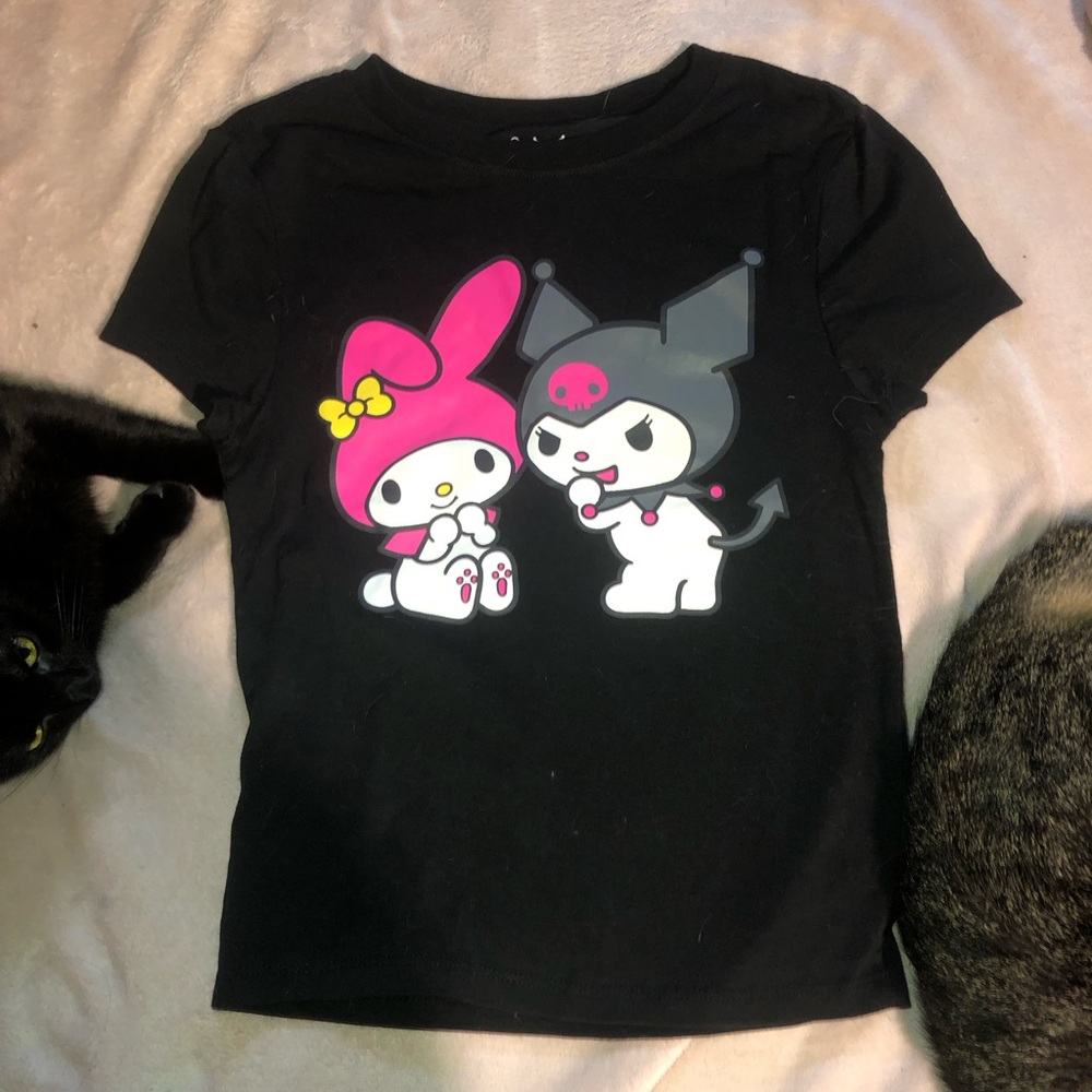 Sanrio Black Tee with Cute Characters